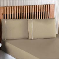 Jogo De Lençol Casal Padrão Percal 200 Fios 100% Algodão 3 Peças - Caqui - 2