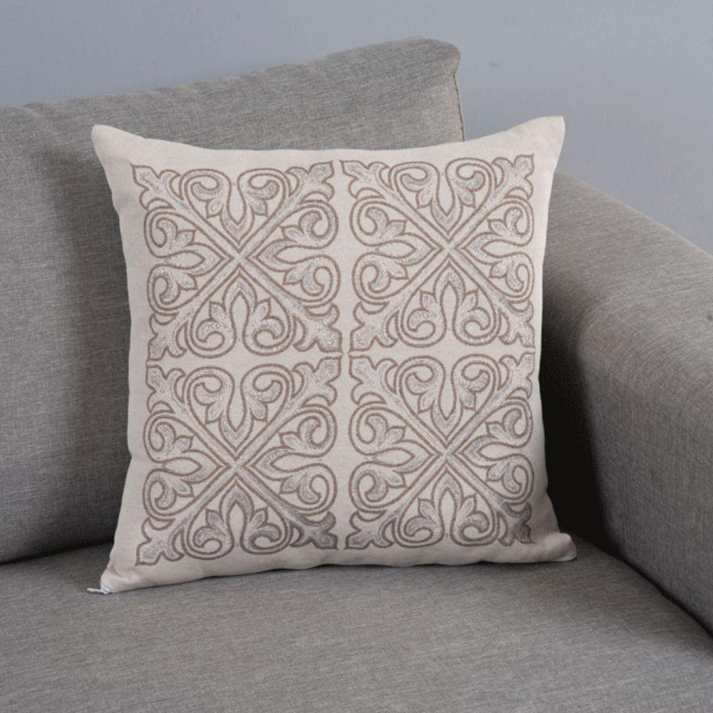 Capa Para Almofada Grécia 1 Peça 45cm X 45cm 60% Algodão 40% Poliéster Tecido Jacquard Com Zíper - Cáqui - 1