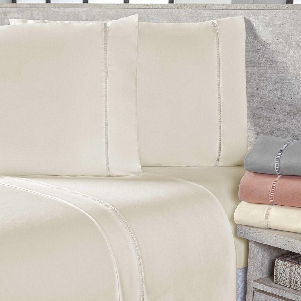 Jogo De Lençol King 400 Fios Micropercal Toque De Algodão 4 Peças - Palha - 1