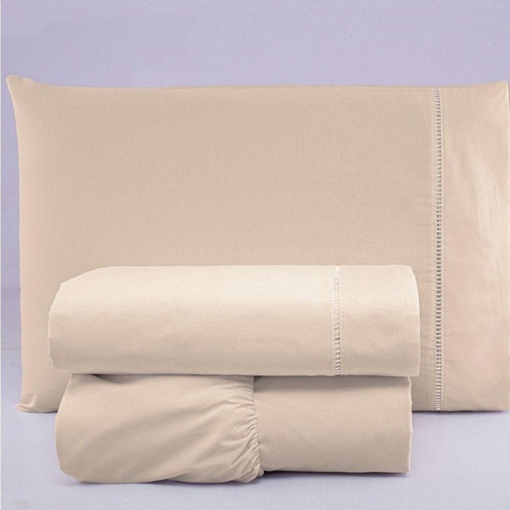 Jogo De Lençol Solteiro Percal 200 Fios 100% Algodão 3 Peças - Caqui - 2