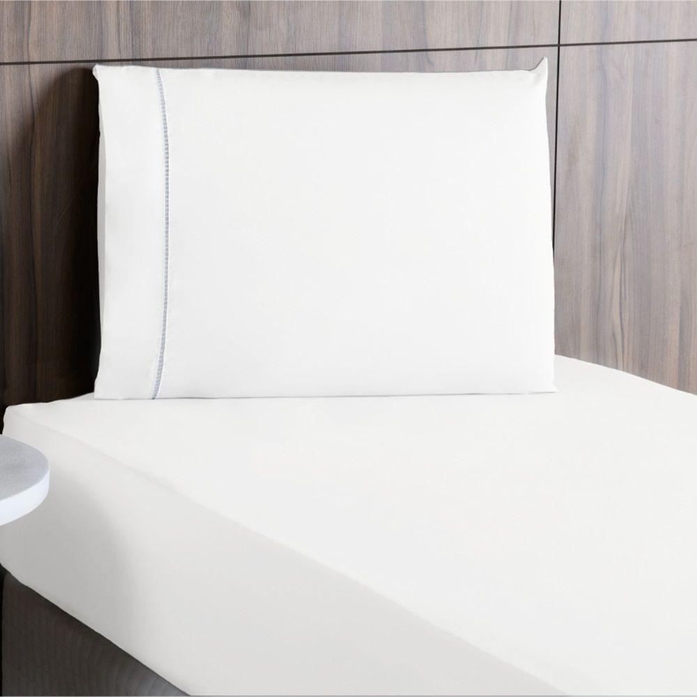 Jogo De Lençol Solteiro Percal 200 Fios 100% Algodão 2 Peças - Branco - 2