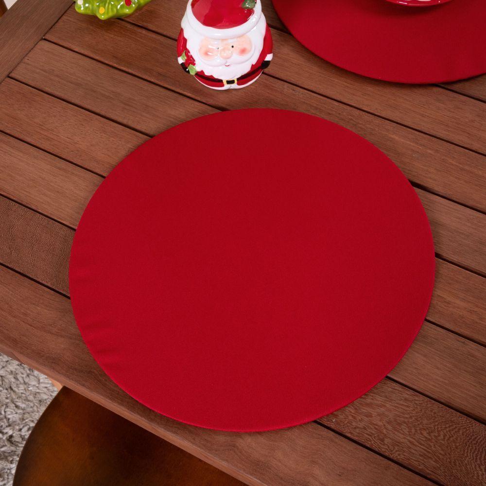 Sousplat Capa E Base Mdf Basic Liso 35cm Diâmetro Tecido Oxford 100% Poliéster - Vermelho - 3