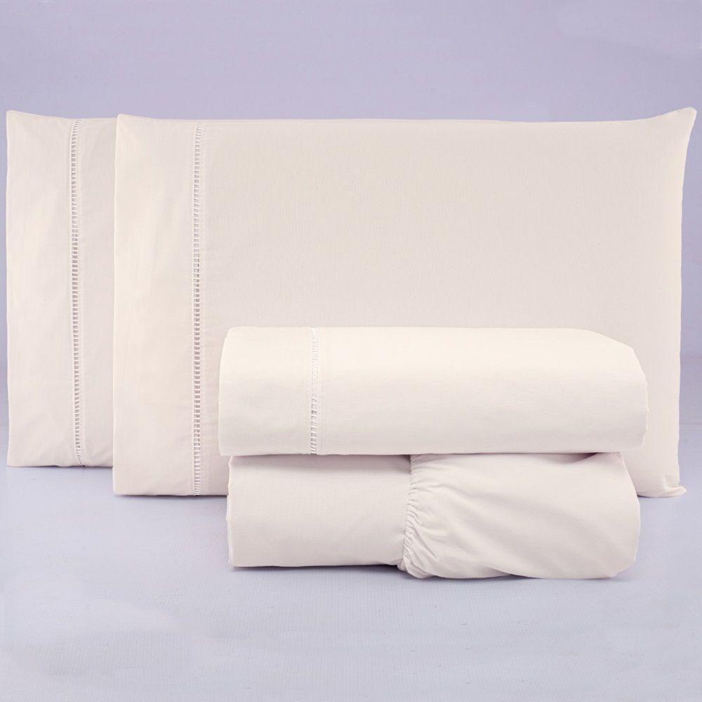 Jogo De Lençol Queen Percal 200 Fios 100% Algodão 4 Peças - Palha - 2