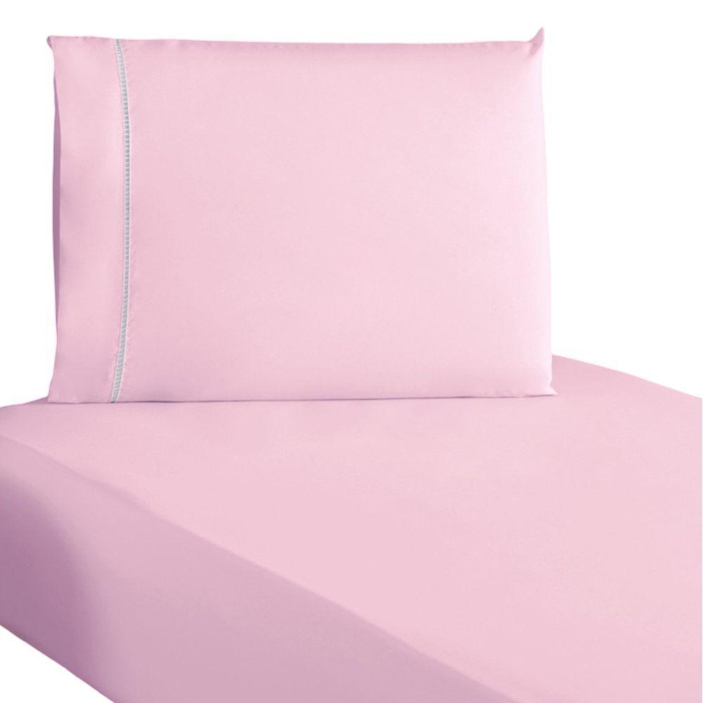 Jogo De Lençol Solteiro Percal 200 Fios 100% Algodão 2 Peças - Rosa - 1