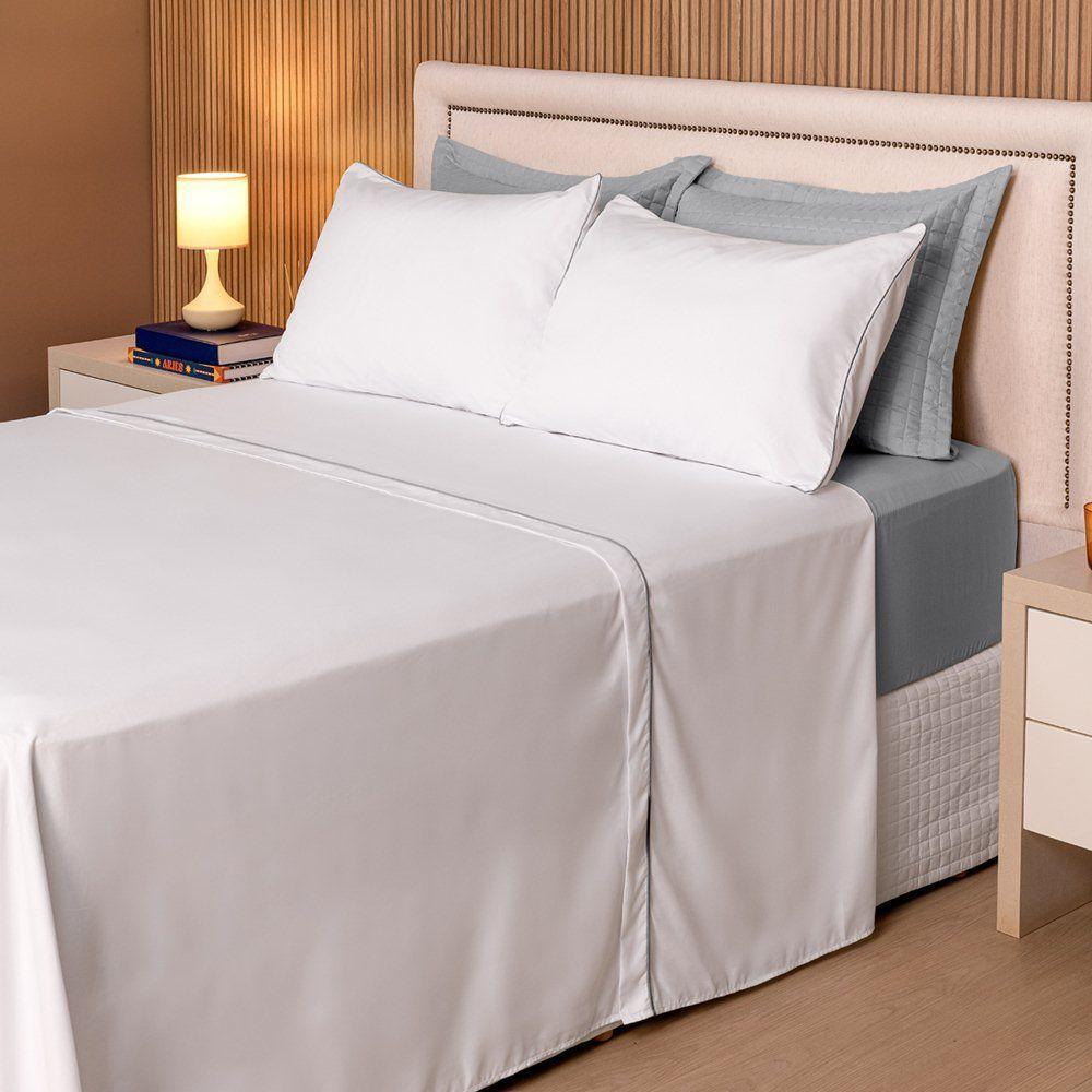 Jogo De Lençol Casal Padrão Linea Micropercal 200 Fios 4 Peças - Cinza - 2