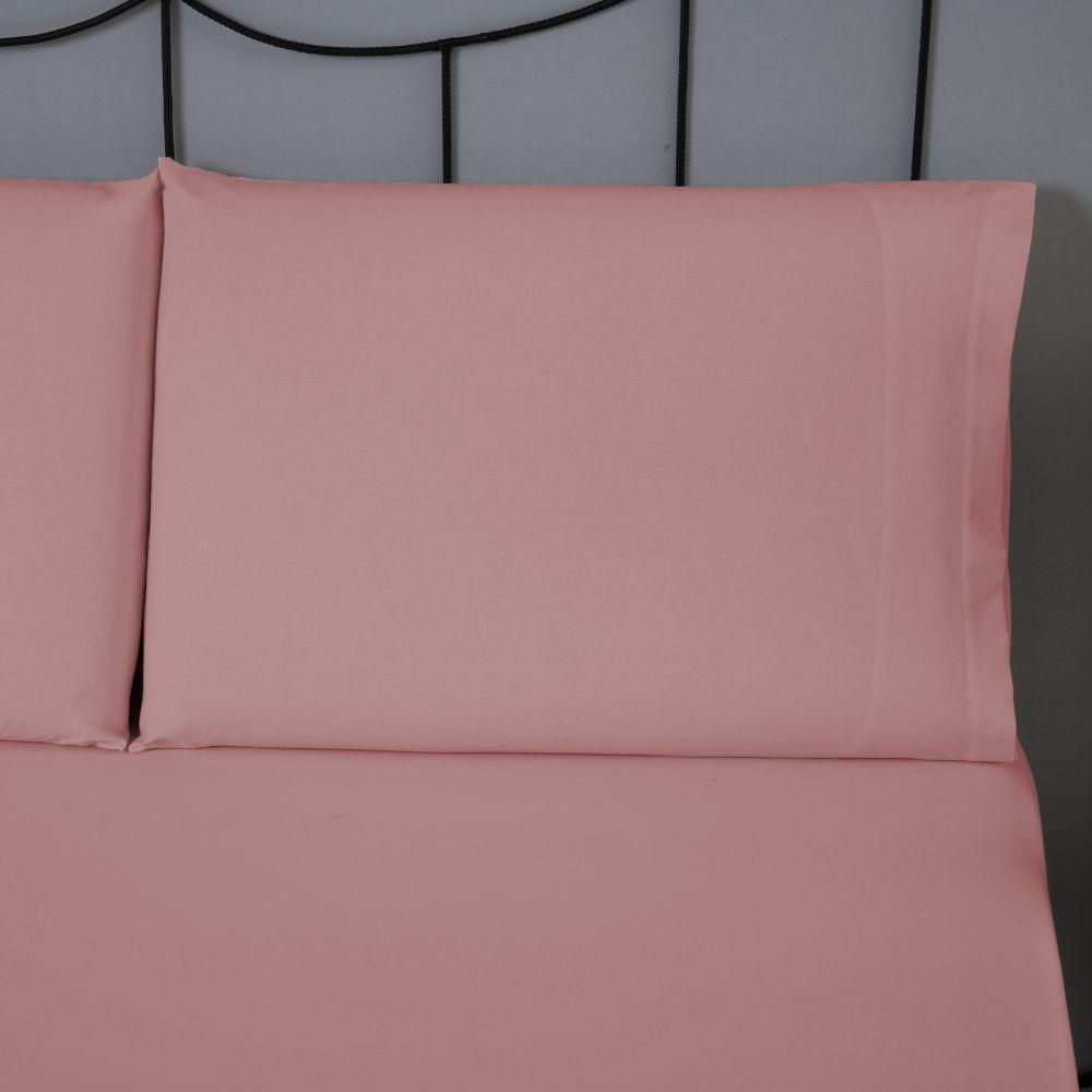 Jogo De Lençol Dia A Dia Liso 3 Peças King 80% Algodão - 20% Poliéster Percal 140 Fios - Rosê - 1