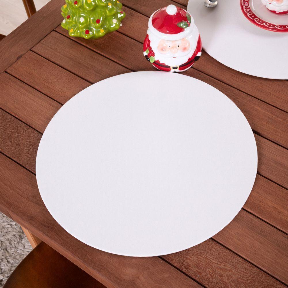 Sousplat Capa E Base Mdf Basic Liso 35cm Diâmetro Tecido Oxford 100% Poliéster - Palha - 4