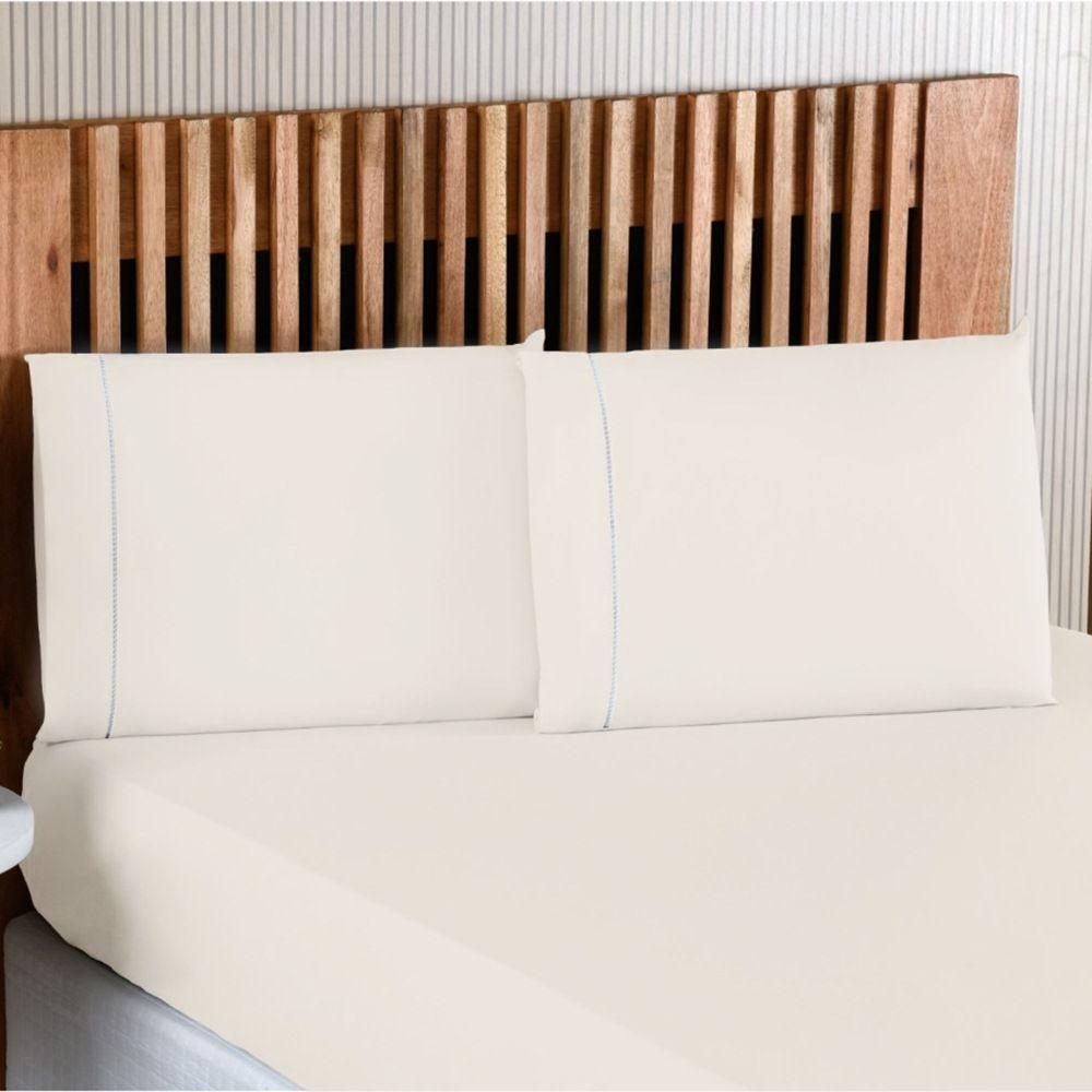 Jogo De Lençol Casal Padrão Percal 200 Fios 100% Algodão 3 Peças - Palha - 2