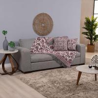 Kit Xale Para Sofá Com Franja Grécia 5 Peças 1,35m X 1,35m 60% Algodão - 40% Poliéster Tecido Jacquard - Vinho - 2