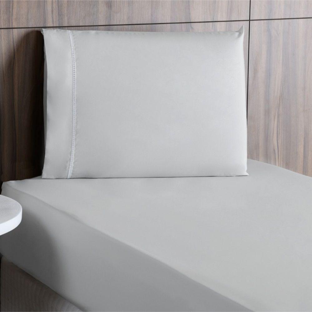 Jogo De Lençol Solteiro Percal 200 Fios 100% Algodão 2 Peças - Cinza - 2