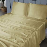 Jogo De Lençol Sublime 4 Peças Queen 100% Poliéster Tecido Cetim Charmousse - Dourado - 1