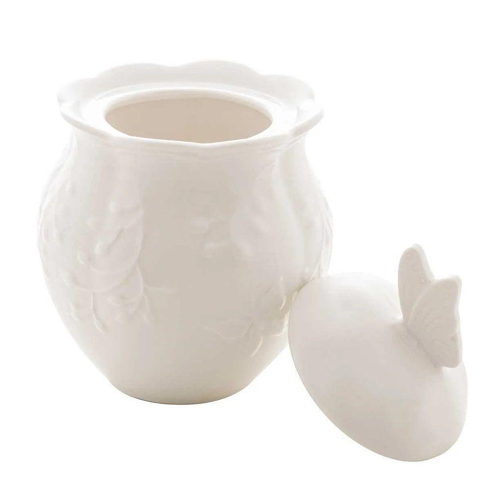 Acucareiro Porcelana New Bone Butterfly Flower 9,5x9,5x13cm - 1