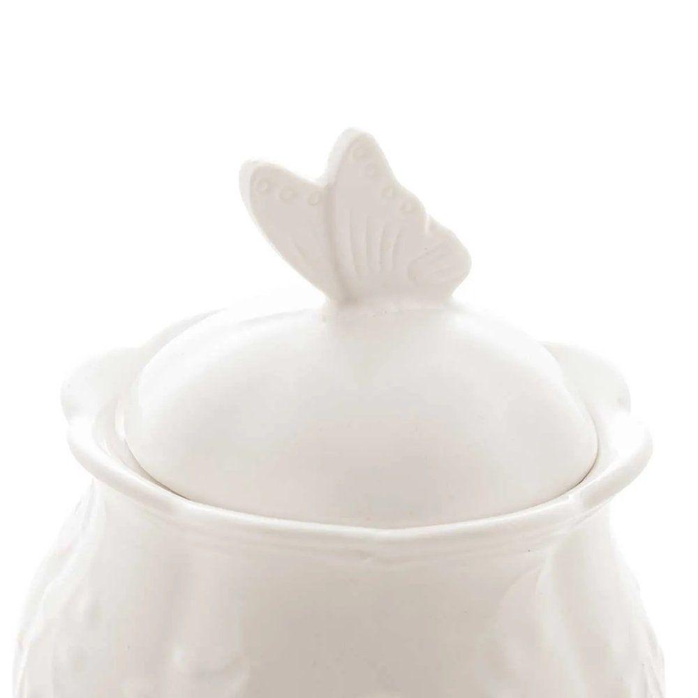 Acucareiro Porcelana New Bone Butterfly Flower 9,5x9,5x13cm - 2