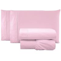 Jogo De Lençol Casal Padrão Percal 200 Fios 100% Algodão 4 Peças - Rosa - 1