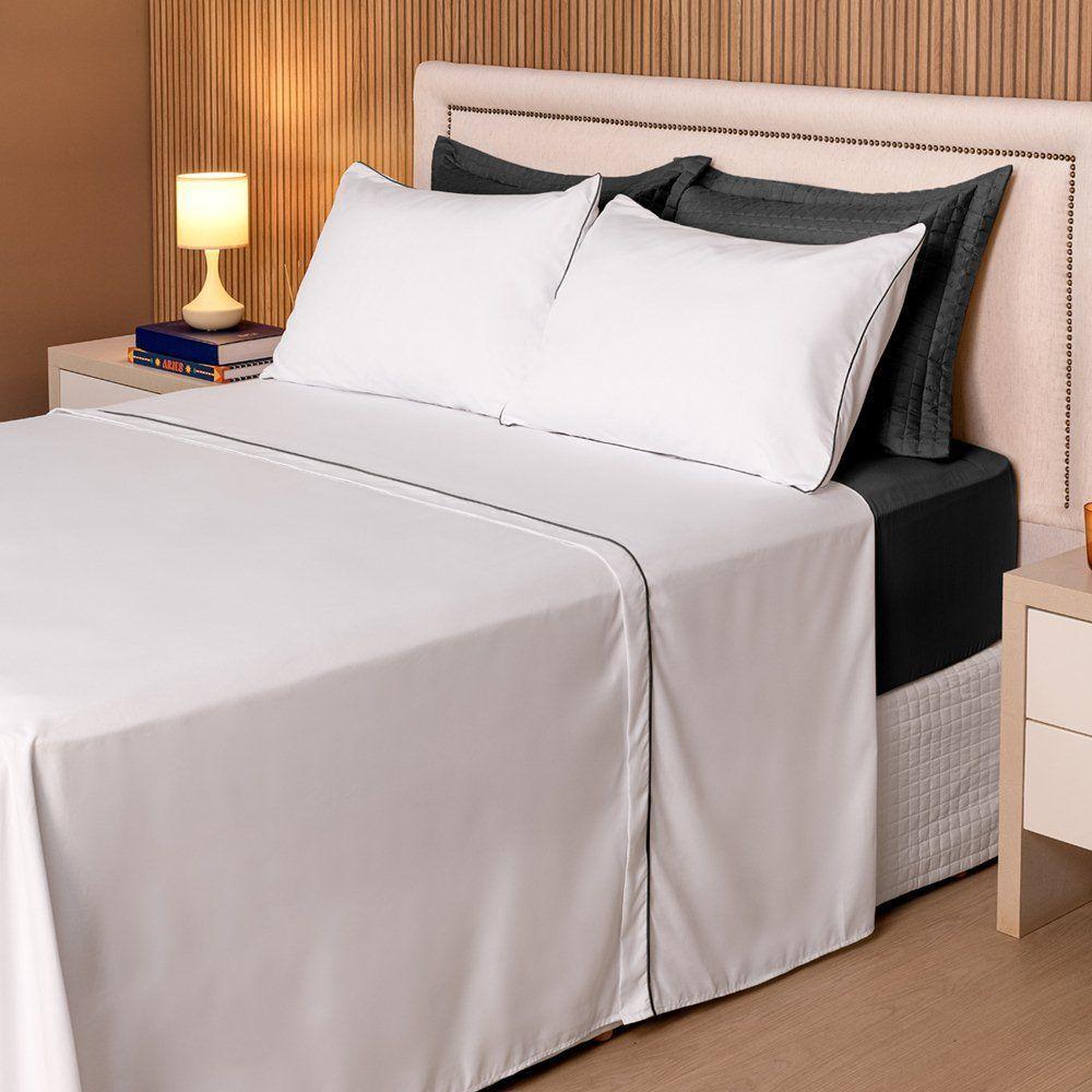 Jogo De Lençol Casal Padrão Linea Micropercal 200 Fios 4 Peças - Preto - 2