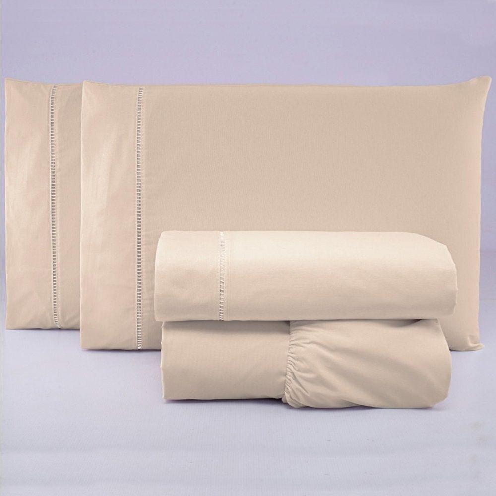 Jogo De Lençol King Percal 200 Fios 100% Algodão 4 Peças - Caqui - 2