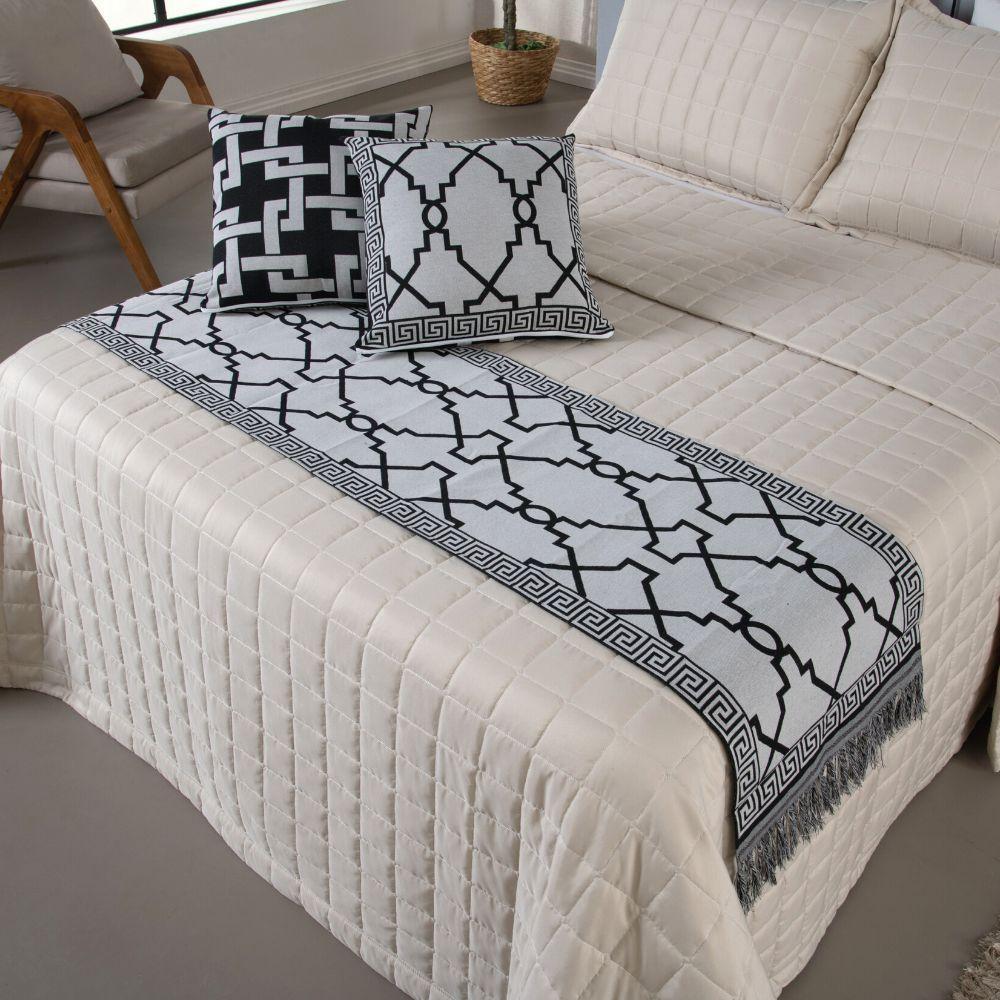Kit Peseira Grécia 5 Peças King 60% Algodão - 40% Poliéster Tecido Jacquard Acompanha Almofadas Cheias - Preto - 3
