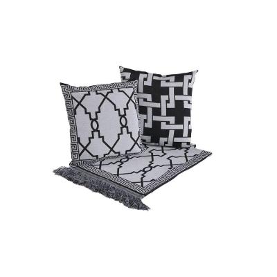 Kit Peseira Grécia 5 Peças King 60% Algodão - 40% Poliéster Tecido Jacquard Acompanha Almofadas Cheias - Preto