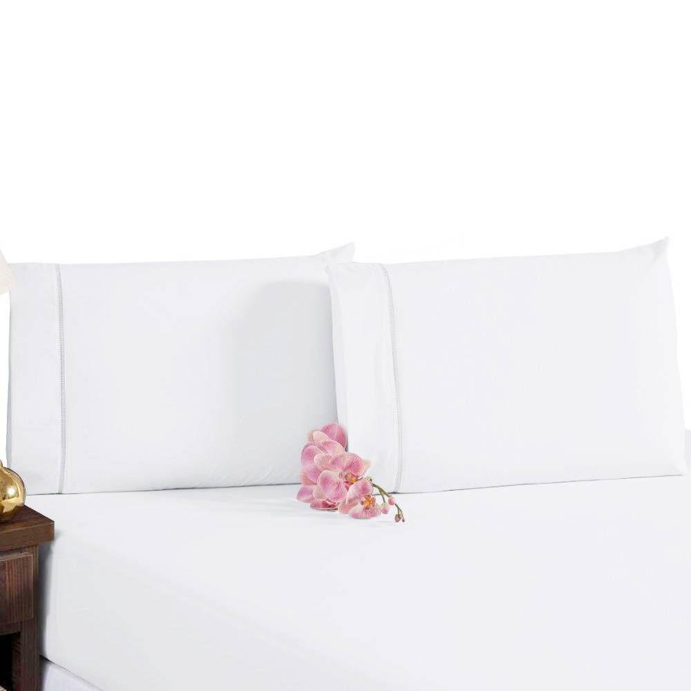 Jogo De Lençol Casal Padrão Percal 200 Fios 100% Algodão 3 Peças - Branco - 1