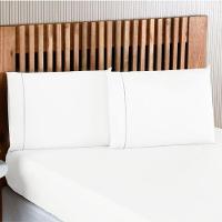 Jogo De Lençol Casal Padrão Percal 200 Fios 100% Algodão 3 Peças - Branco - 2