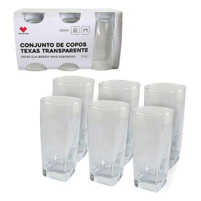 Kit Completo Com 6 Copos De Vidro 320ml Sofisticação No Dia A Dia