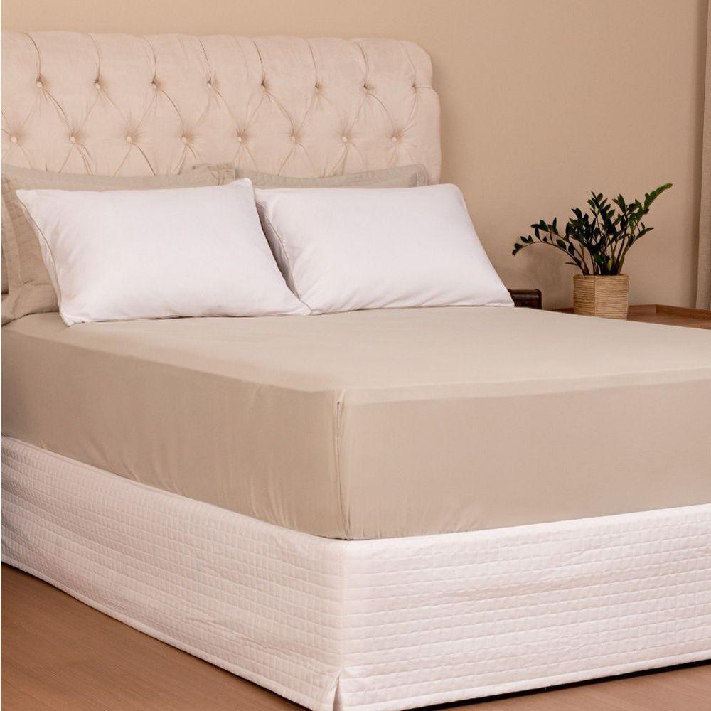 Jogo De Lençol Casal Padrão Linea Micropercal 200 Fios 3 Peças - Bege - 2