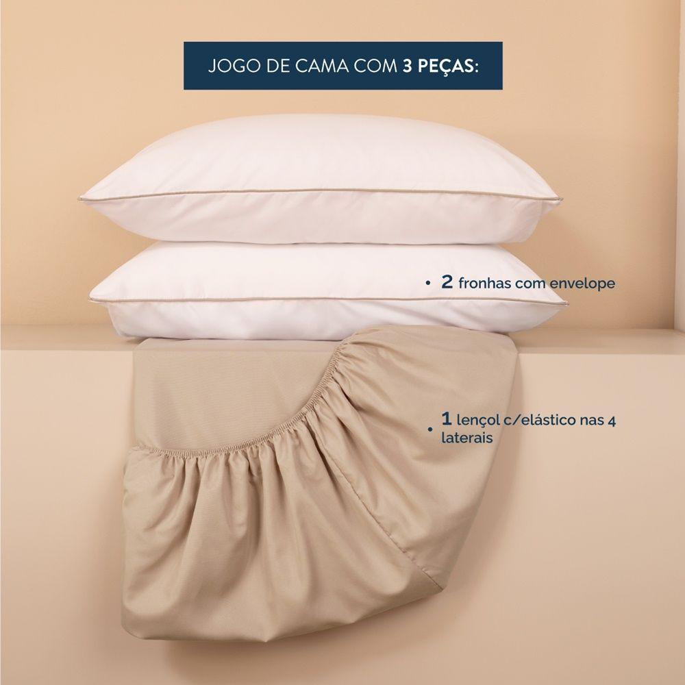 Jogo De Lençol Casal Padrão Linea Micropercal 200 Fios 3 Peças - Bege - 4