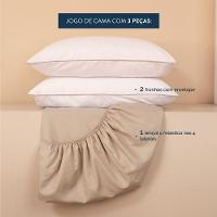 Jogo De Lençol Queen Linea Micropercal 200 Fios 3 Peças - Bege - 4
