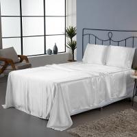 Jogo De Lençol Sublime 4 Peças Casal 100% Poliéster Tecido Cetim Charmousse - Branco - 2