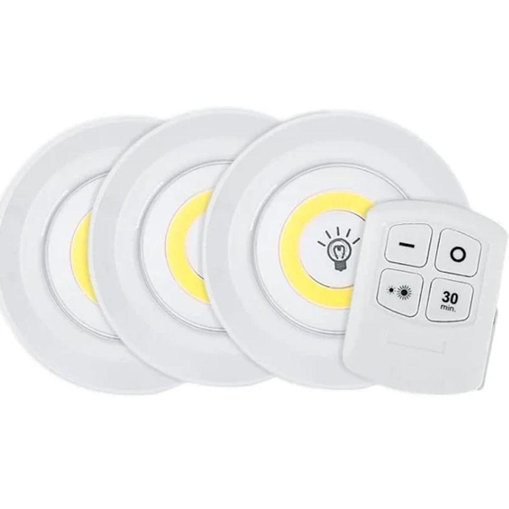 Kit 3 Lâmpadas Luminária Led Controle Sem Fio - 1
