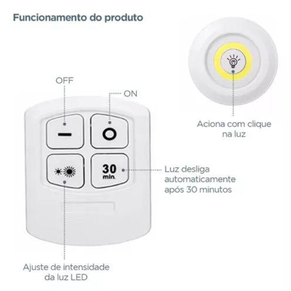 Kit 3 Lâmpadas Luminária Led Controle Sem Fio - 3