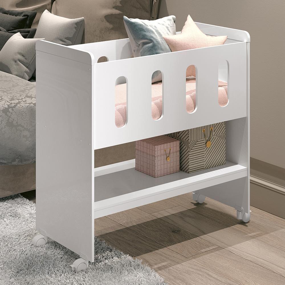 Mini Berço Zain 3 Em 1 Branco Brilho Com Colchão - Reller Móveis - 2