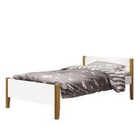 Bicama Solteiro Simba Branco Fosco Com Pés Amadeirado - Reller Móveis Branco Fosco - 5