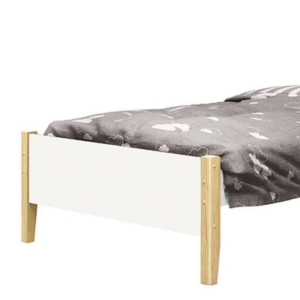 Bicama Solteiro Simba Branco Fosco Com Pés Madeira Natural E Colchões D20 E D33 - Reller Móveis Branco Fosco - 6