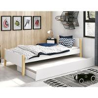 Bicama Solteiro Simba Branco Fosco Com Pés Madeira Natural - Reller Móveis Branco Fosco - 2