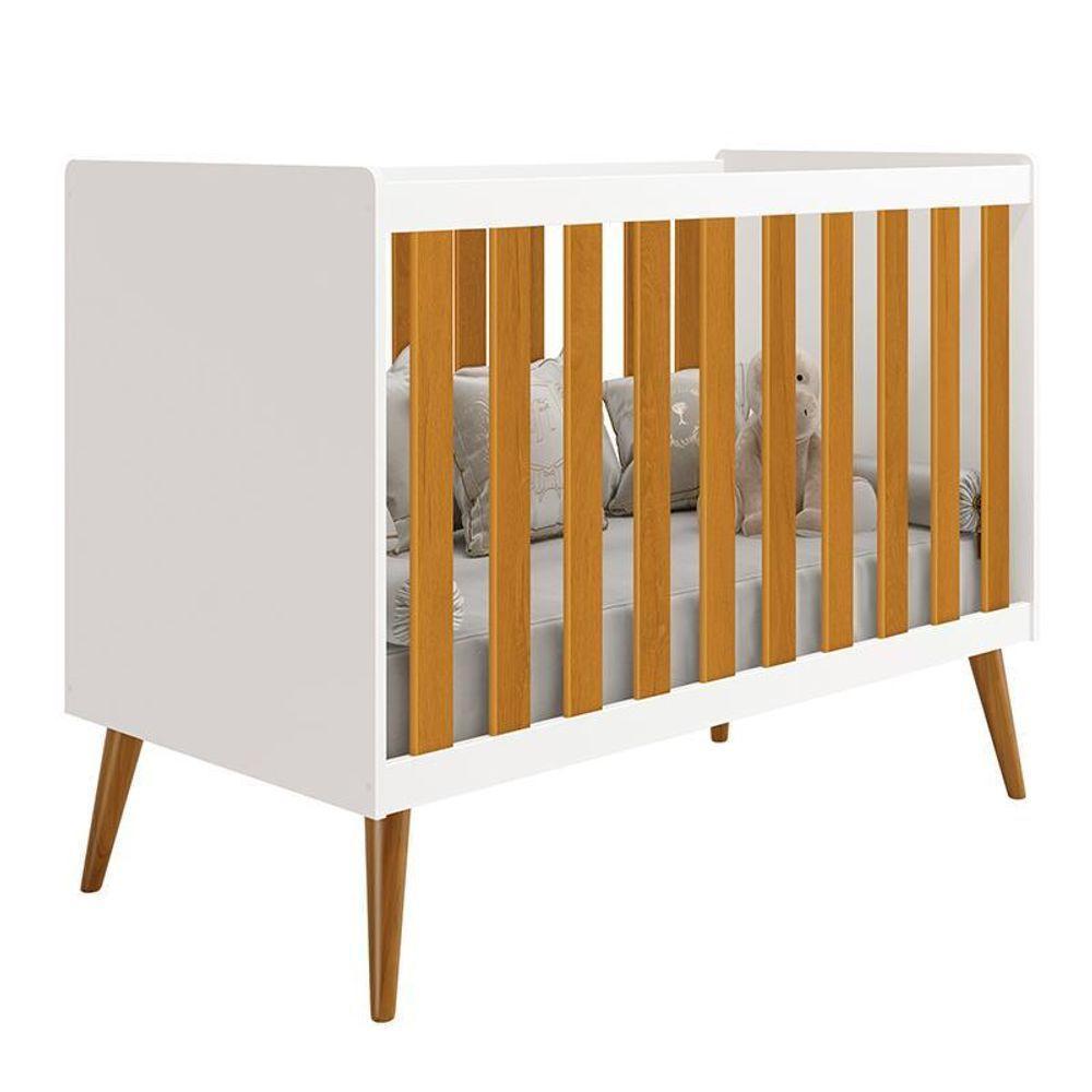 Dormitório Infantil Isis Guarda Roupa 4 Portas, Cômoda 1 Porta E Berço Branco/savana - Reller Móveis - 5