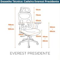 Cadeira Escritório Nr-17 Everest Presidente C- Braços Fratini Encosto Tela Gelo-cinza Base Rodízio - 7