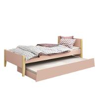 Bicama Solteiro Simba Rosa Fosco Com Pés Madeira Natural - Reller Móveis Rosa Fosco - 1