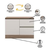 Balcao Com Tampo 120 Com 1 porta 2 gavetas Etti Carvalho Off White Pln