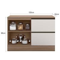 Balcao Com Tampo 120 Com 1 porta 2 gavetas Etti Carvalho Off White Pln - 5