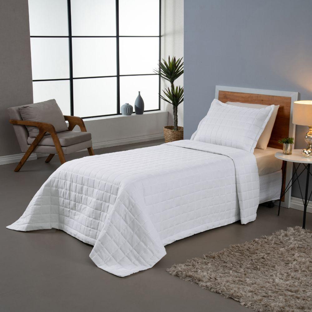 Kit Cobre Leito Matelado Dupla Face Soft 2 Peças Solteiro 100% Poliéster - Branco - 1
