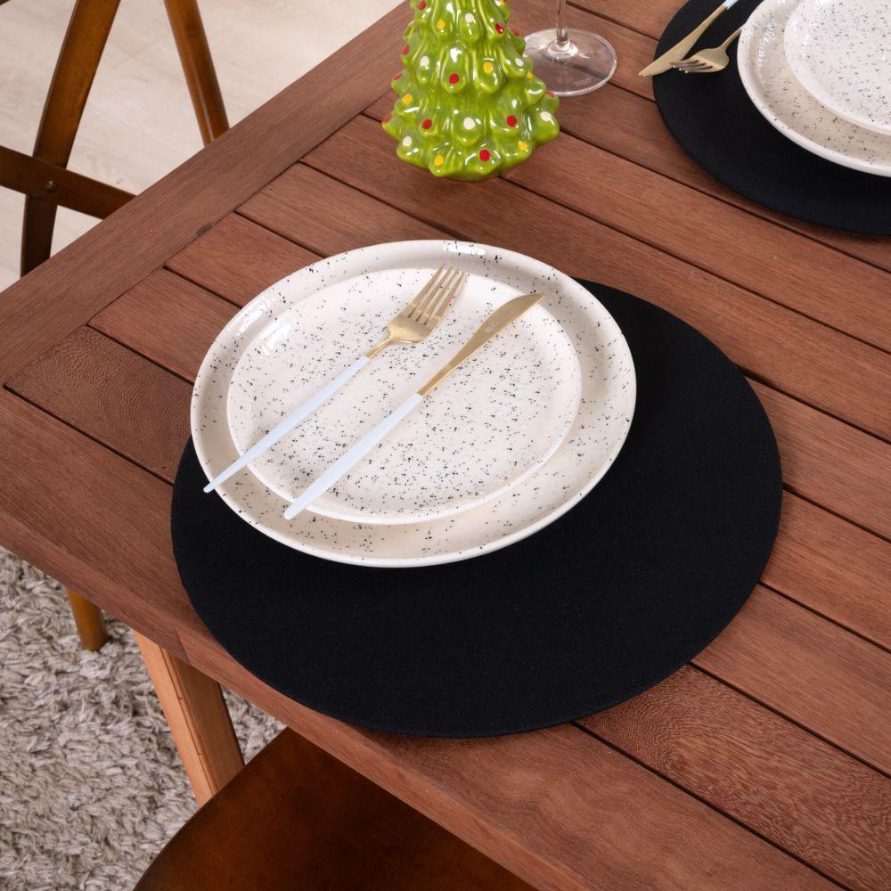 Sousplat Capa E Base Mdf Basic Liso 35cm Diâmetro Tecido Oxford 100% Poliéster - Preto - 3