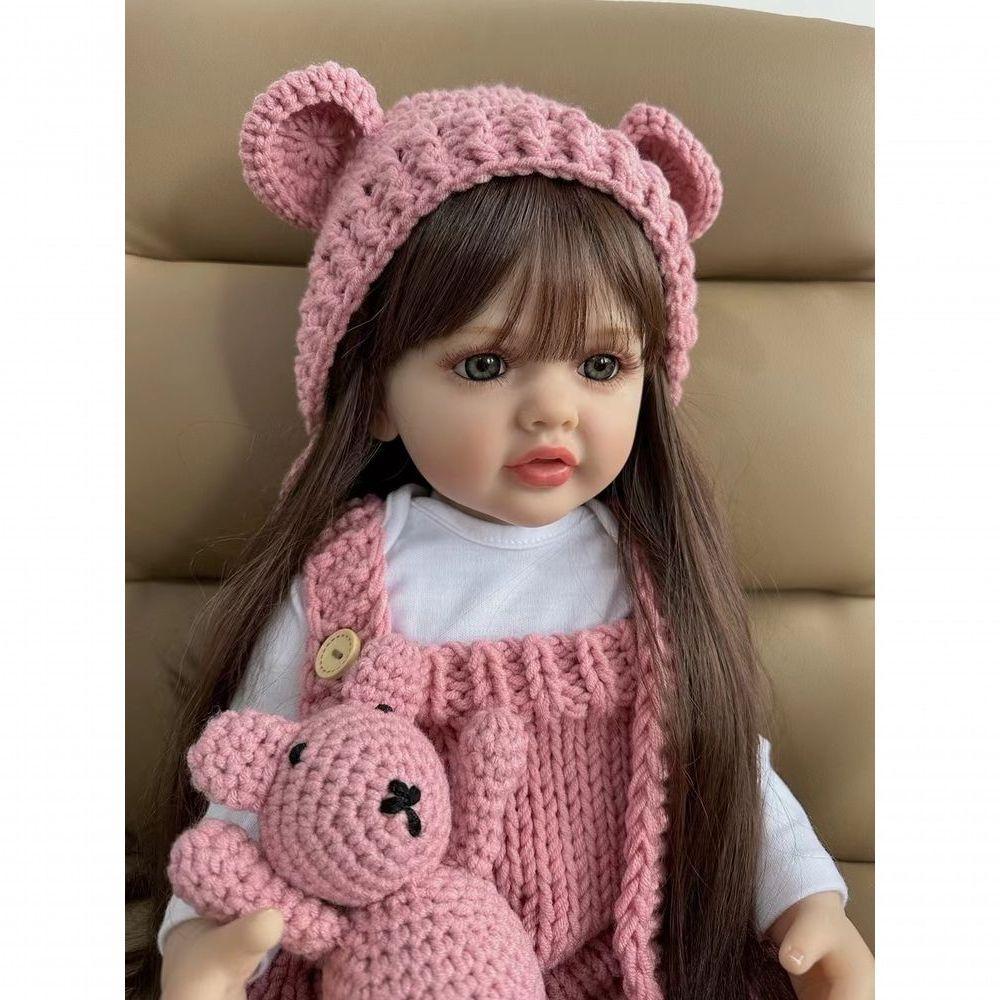 Bebê Reborn Menina Boneca Macio Longo Cabelo Castanho - 4
