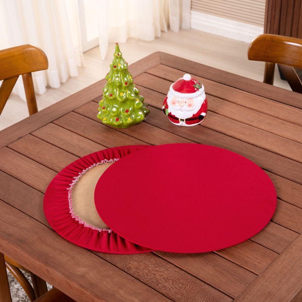 Capa Para Sousplat Basic Liso 35cm Diâmetro Tecido Oxford 100% Poliéster - Vermelho - 3