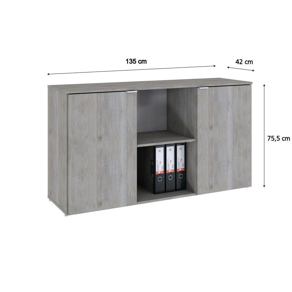 Armário Baixo com 02 Portas e Nicho 75x135x42cm Snow Branco Wlab135 - 2
