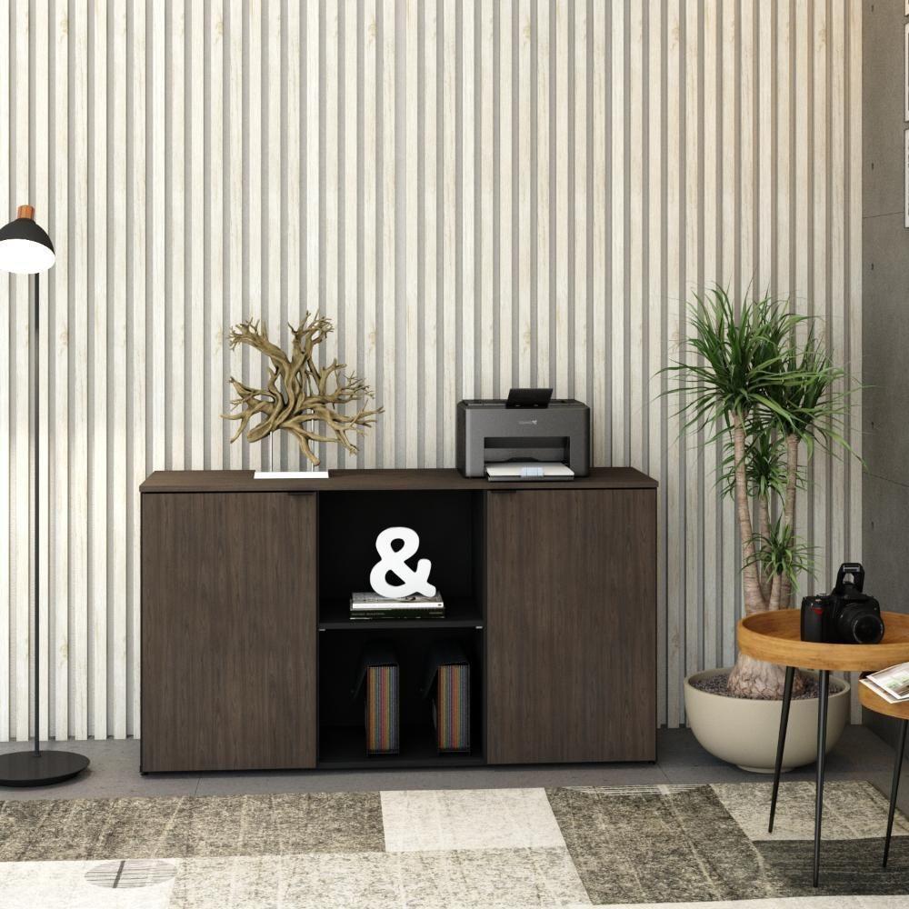 Armário Baixo Com 02 Portas E Nicho 75x135x42cm Wlab135 Preto Tx Com Terracota - 4