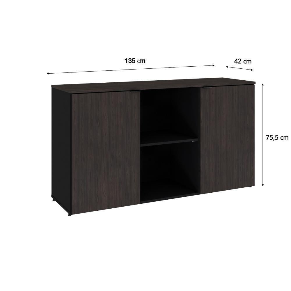 Armário Baixo Com 02 Portas E Nicho 75x135x42cm Wlab135 Preto Tx Com Terracota - 6