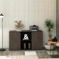 Armário Baixo Com 02 Portas E Nicho 75x135x42cm Wlab135 Preto Tx Com Terracota