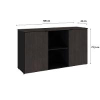 Armário Baixo Com 02 Portas E Nicho 75x135x42cm Wlab135 Preto Tx Com Terracota - 6