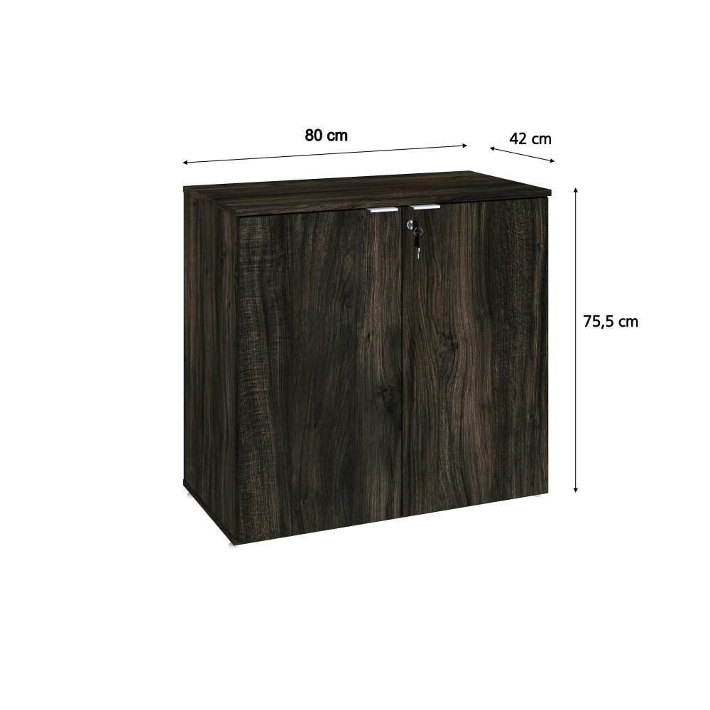 Armário Baixo Com 02 Portas 75x80x42cm Wlab80 Carvalho Dark Branco - 2